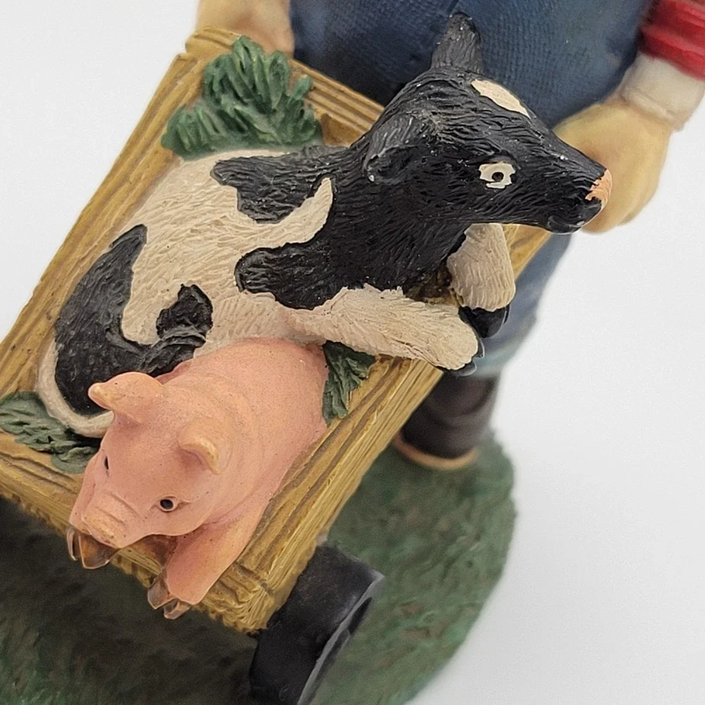 Midwest‎ Cannon Falls Santa Pushing Pig & Calf Figurine 4in Christmas Farmhouse